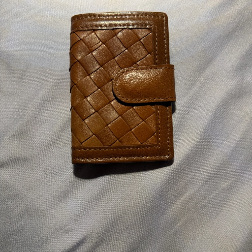 Bosca Brown Woven Hand Woven Lamb Key Holder NIP